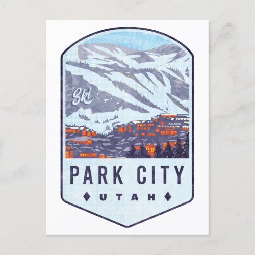 Park City Utah Ski Badge Postcard