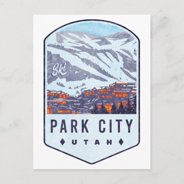 Park City Utah Ski Badge Postcard (Front)