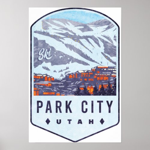 Park City Utah Ski Badge Poster