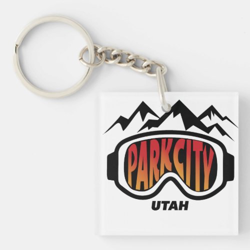 Park City Utah ski design on acrylic keychain