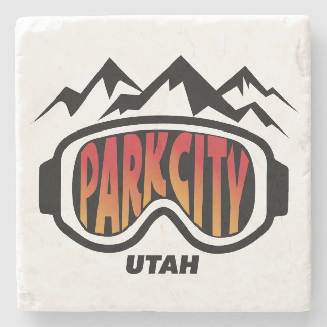 Park City Utah ski design on marble coaster (Front)
