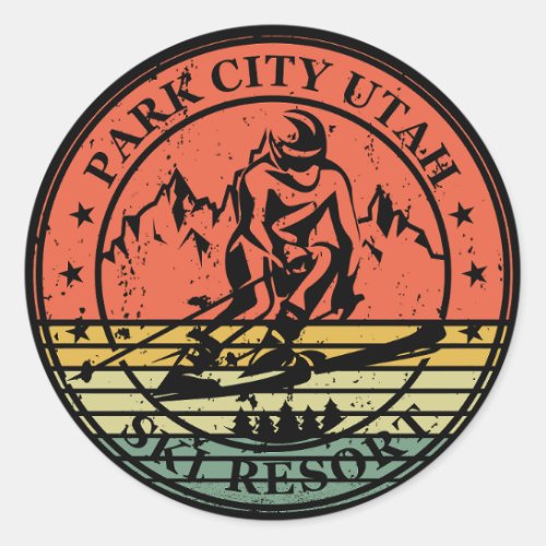 Park city Utah ski resort vintage Classic Round Sticker