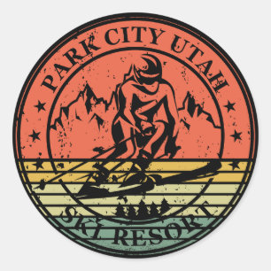 Park city Utah ski resort vintage Classic Round Sticker