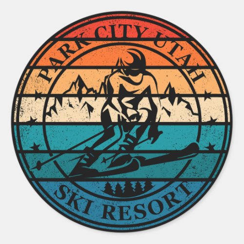 Park city Utah ski resort vintage Classic Round Sticker