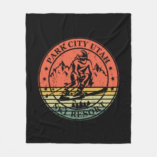 Park city Utah ski resort vintage Fleece Blanket