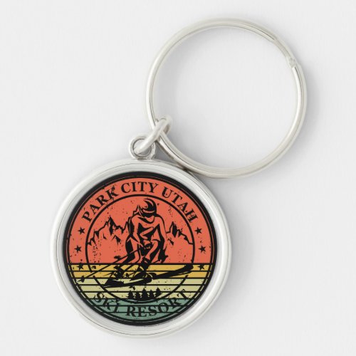 Park city Utah ski resort vintage Keychain