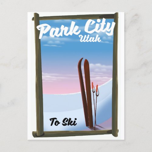 Park city Utah Ski travel poster Postcard