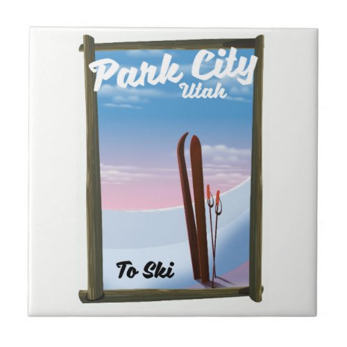 Park city Utah Ski travel poster Tile