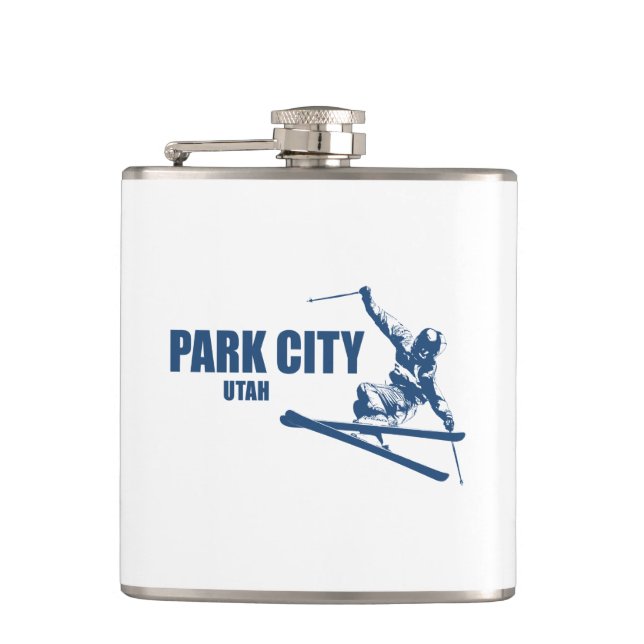 Park City Utah Skier Flask (Front)