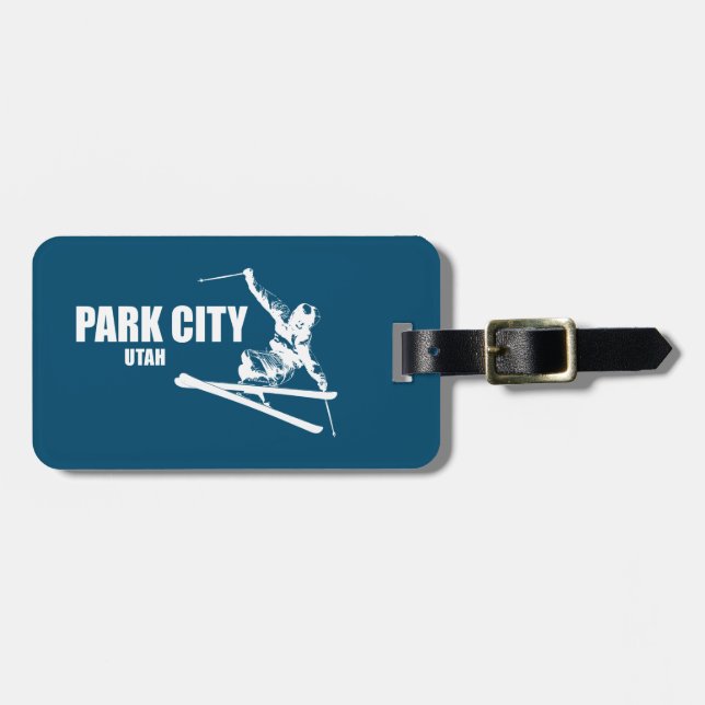 Park City Utah Skier Luggage Tag (Front Horizontal)