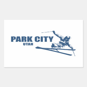 Park City Utah Skier Rectangular Sticker