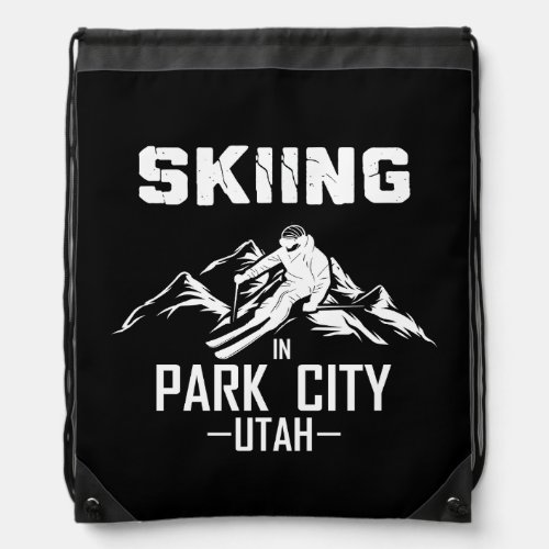 Park City Utah skiing Drawstring Bag