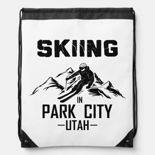 Park City Utah skiing Drawstring Bag