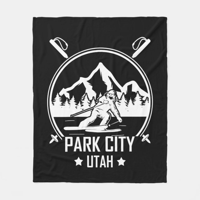 Park City Utah skiing Fleece Blanket (Front)