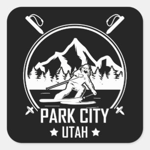 Park City Utah skiing Square Sticker