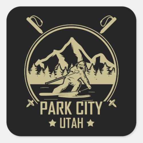 Park City Utah skiing Square Sticker