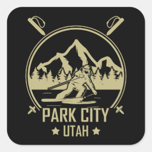 Park City Utah skiing Square Sticker