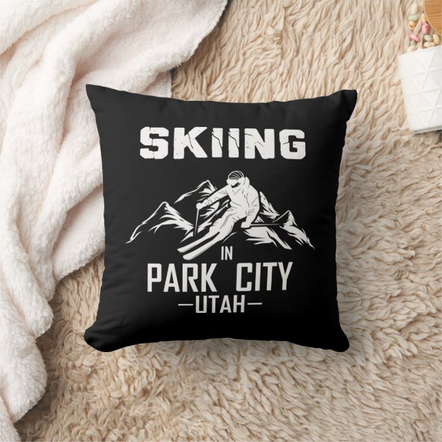 Park City Utah skiing Throw Pillow (Blanket)