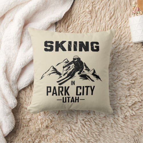 Park City Utah skiing Throw Pillow