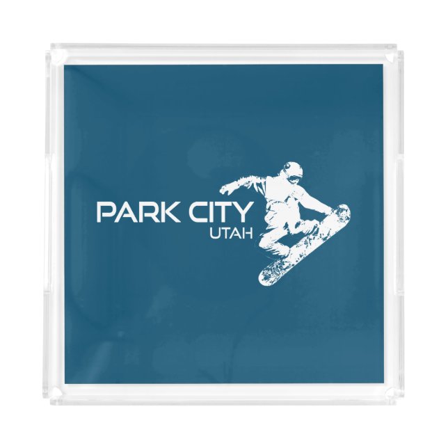 Park City Utah Snowboarder Acrylic Tray (Front)