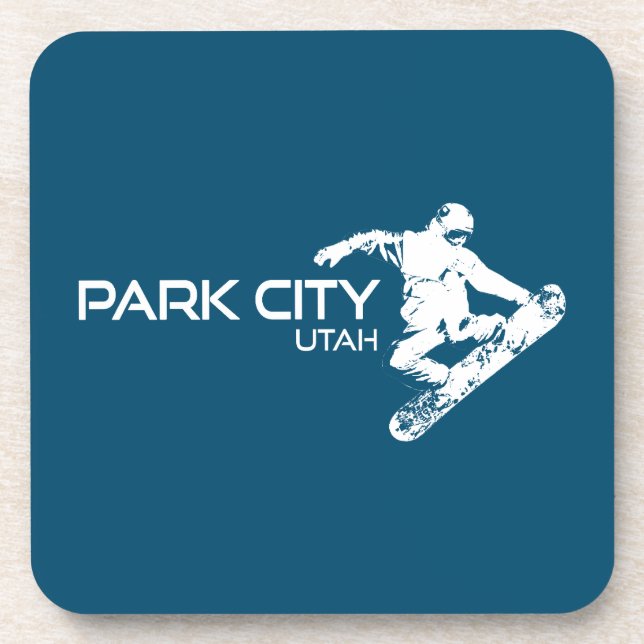 Park City Utah Snowboarder Beverage Coaster (Front)