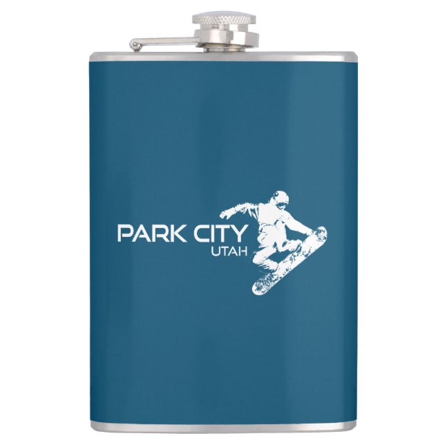 Park City Utah Snowboarder Flask (Front)