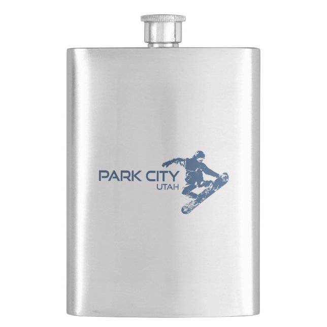 Park City Utah Snowboarder Flask (Front)