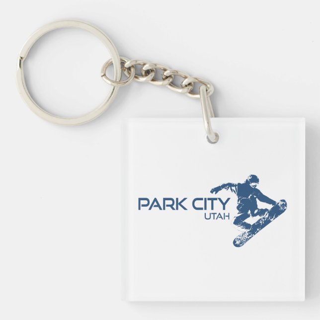 Park City Utah Snowboarder Keychain (Front)