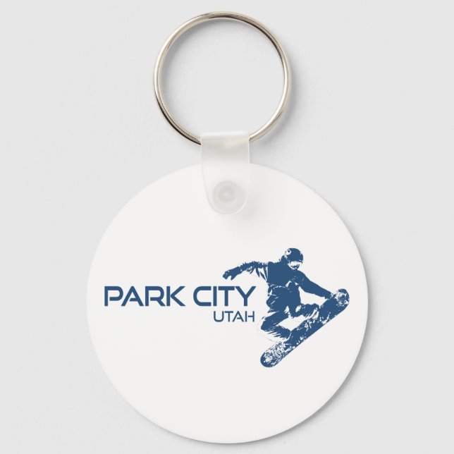 Park City Utah Snowboarder Keychain (Front)