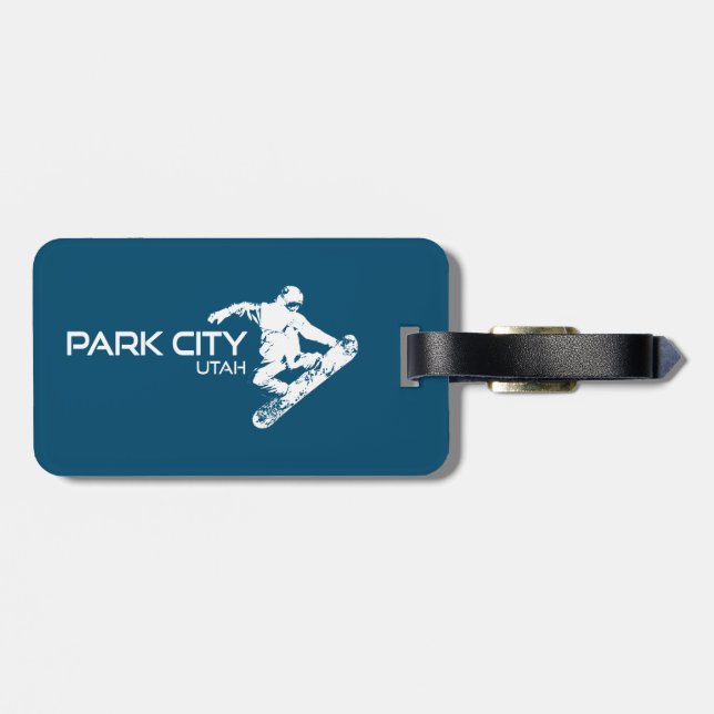 Park City Utah Snowboarder Luggage Tag (Back Horizontal)