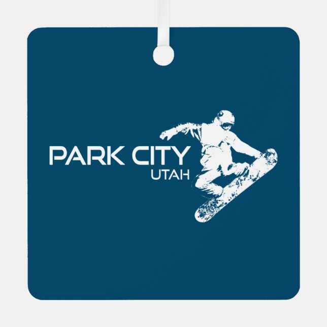 Park City Utah Snowboarder Metal Ornament (Front)