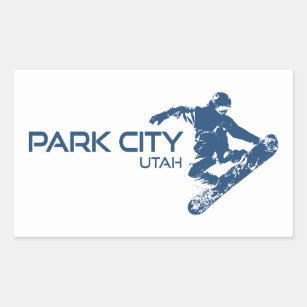 Park City Utah Snowboarder Rectangular Sticker