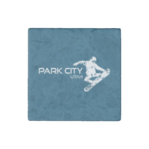 Park City Utah Snowboarder Stone Magnet