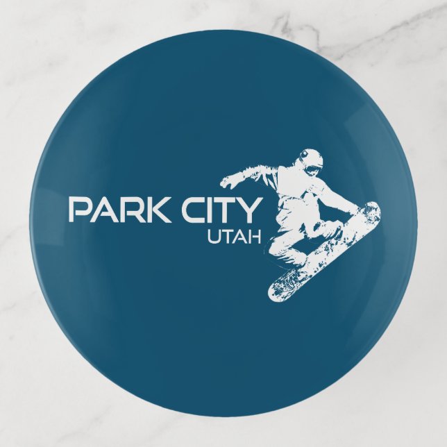 Park City Utah Snowboarder Trinket Tray (Front)