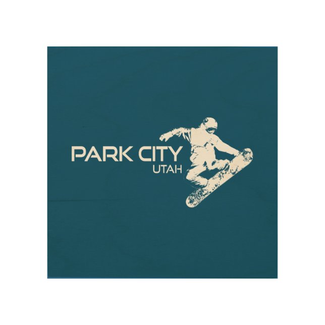 Park City Utah Snowboarder Wood Wall Art (Front)
