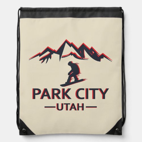 Park city Utah snowboarding Drawstring Bag