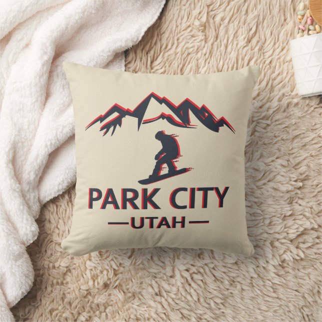Park city Utah snowboarding Throw Pillow (Blanket)