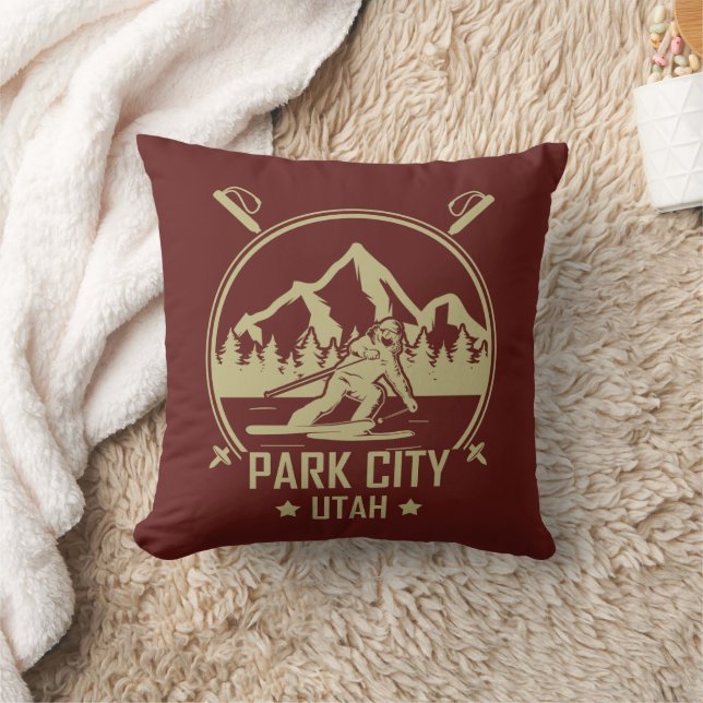 Park City Utah Throw Pillow (Blanket)