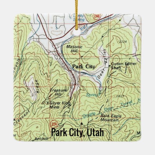 Park City Utah Topo Map Ceramic Ornament