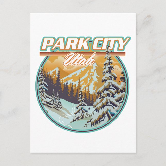 Park City Utah Travel Logo Invitation Postcard (Front)
