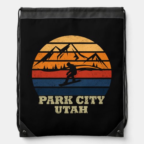 Park city Utah vintage Drawstring Bag