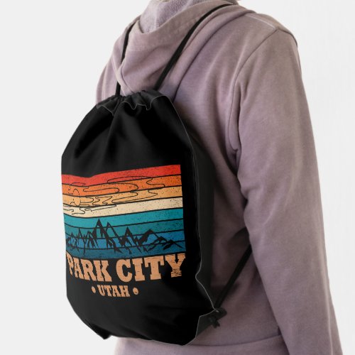 Park city Utah vintage Drawstring Bag