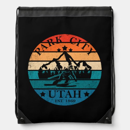 Park city Utah vintage Drawstring Bag