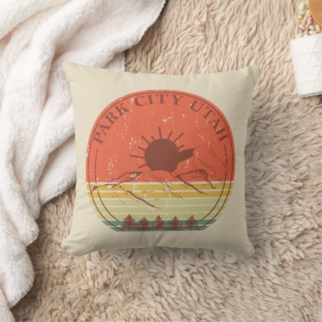 Park city Utah vintage Throw Pillow (Blanket)