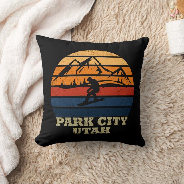 Park city Utah vintage Throw Pillow (Blanket)