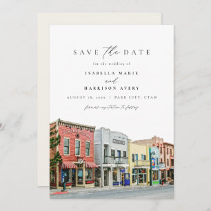 PARK CITY Utah Watercolor Mountain Save the Date Invitation