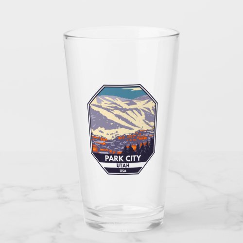 Park City Utah Winter Area Emblem  Glass