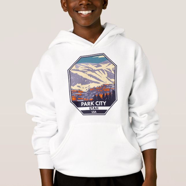 Park City Utah Winter Area Emblem  Hoodie (Front)