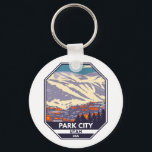 Park City Utah Winter Area Emblem   Keychain<br><div class="desc">Park City Winter art design showcasing the winter landscape.</div>