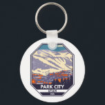 Park City Utah Winter Area Emblem   Keychain<br><div class="desc">Park City Winter art design showcasing the winter landscape.</div>